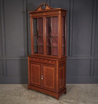 Marquetry Inlaid Mahogany Glazed Cabinet - Image 8