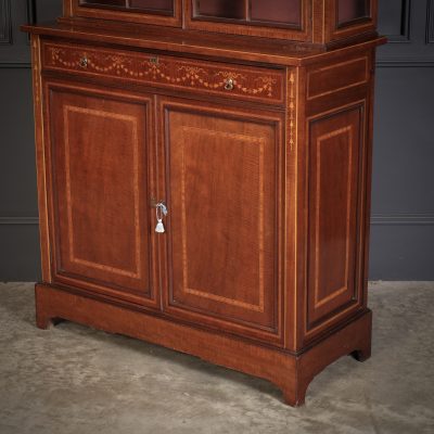 Marquetry Inlaid Mahogany Glazed Cabinet - Image 9