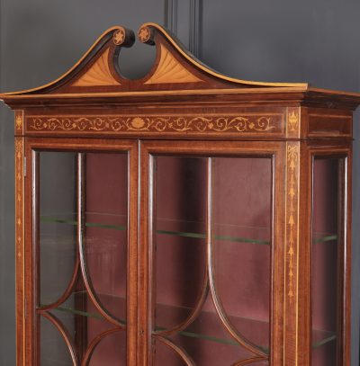 Marquetry Inlaid Mahogany Glazed Cabinet - Image 10