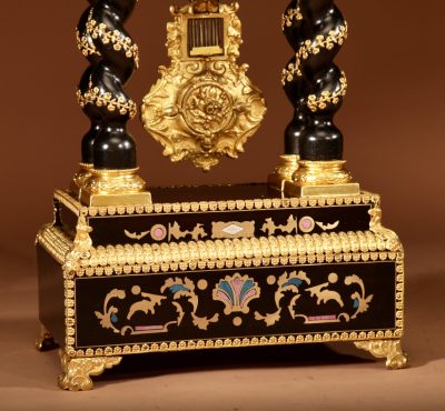 Exceptional Original Boulle Style and Gilded French Portico Clock. - Image 2