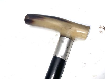 GENT’S EBONY & HORN WALKING STICK SWORD STICK - Image 3
