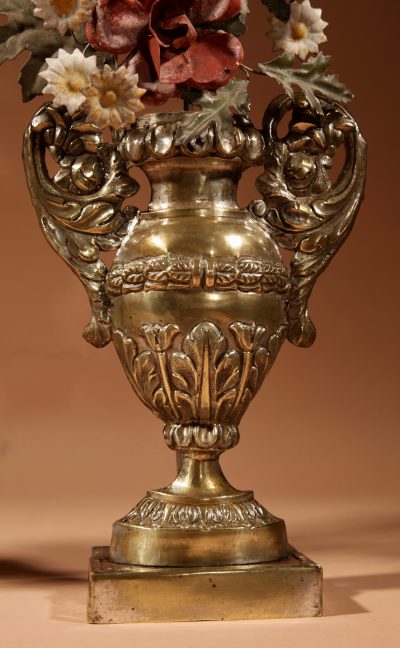 Very Decorative Italian Toleware And Brass Flower Vases, Circa 1850-70 - Image 6