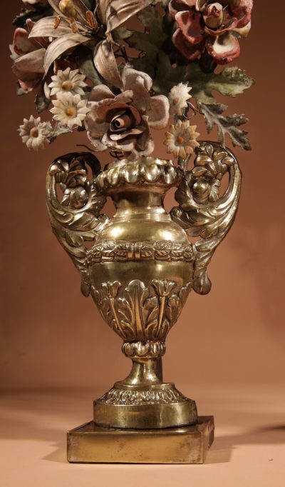 Very Decorative Italian Toleware And Brass Flower Vases, Circa 1850-70 - Image 7