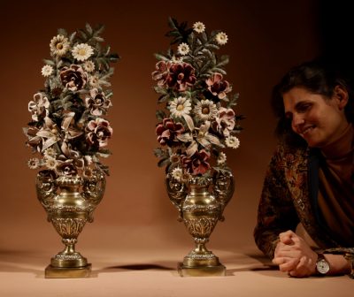 Very Decorative Italian Toleware And Brass Flower Vases, Circa 1850-70 - Image 8