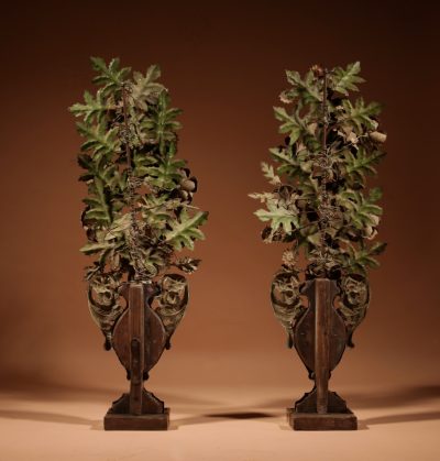 Very Decorative Italian Toleware And Brass Flower Vases, Circa 1850-70 - Image 9