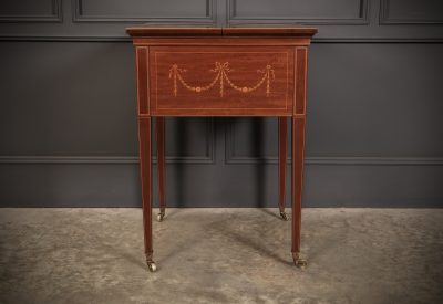 Mahogany Marquetry Inlaid Surprise Drinks Table By Maple & Co. - Image 2