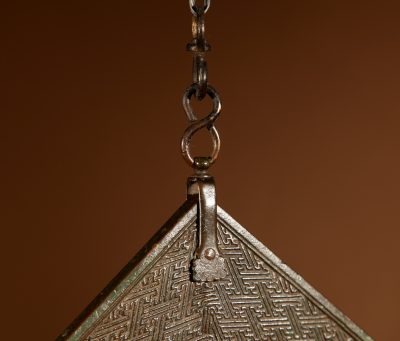 Chinese/Japanese Fine Cast Bronze Type Of Lithophone Musical Qing Triangle.  - Image 6