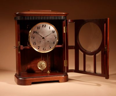 Art nouveau Rare Germany, Furtwangen/Black Forest Mahogany Mantel Clock Circa 1895.  - Image 5