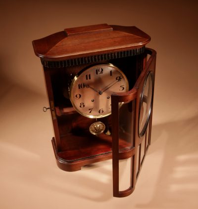 Art nouveau Rare Germany, Furtwangen/Black Forest Mahogany Mantel Clock Circa 1895.  - Image 6