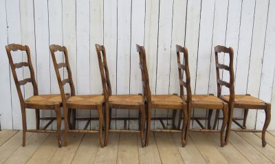 Set Of Six Oak & Rush Seated Dining Chairs - Image 2