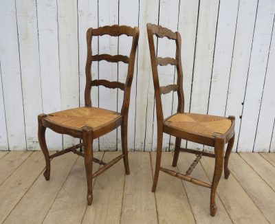 Set Of Six Oak & Rush Seated Dining Chairs - Image 3