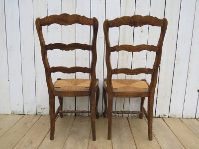 Set Of Six Oak & Rush Seated Dining Chairs - Image 5