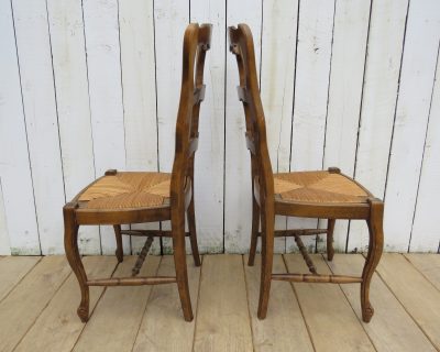 Set Of Six Oak & Rush Seated Dining Chairs - Image 7