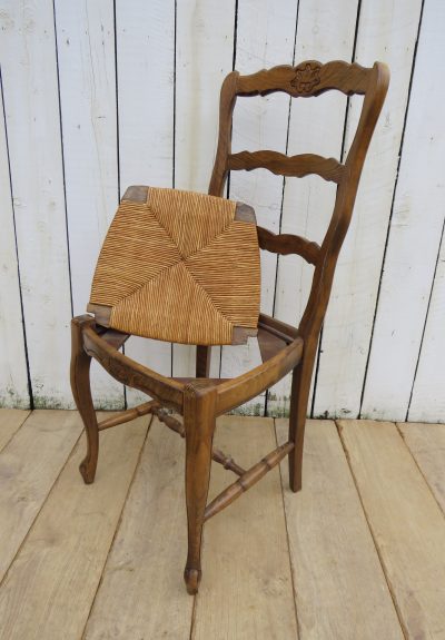Set Of Six Oak & Rush Seated Dining Chairs - Image 8