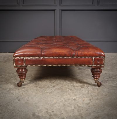 Large Victorian Buttoned Leather Footstool - Image 12