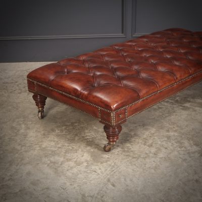 Large Victorian Buttoned Leather Footstool - Image 4