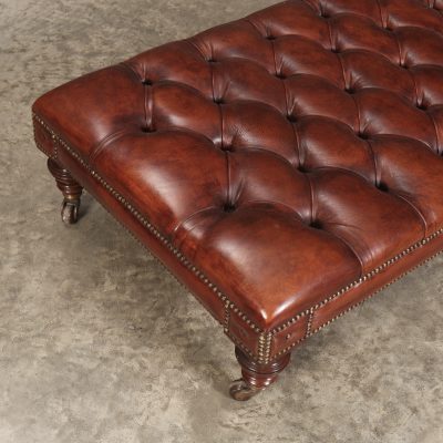 Large Victorian Buttoned Leather Footstool - Image 6