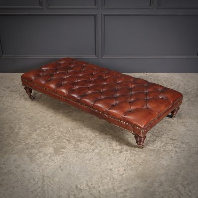 Large Victorian Buttoned Leather Footstool - Image 9