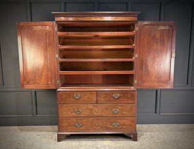 Marquetry Inlaid Mahogany Linen Press - Image 3