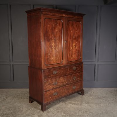 Marquetry Inlaid Mahogany Linen Press - Image 4