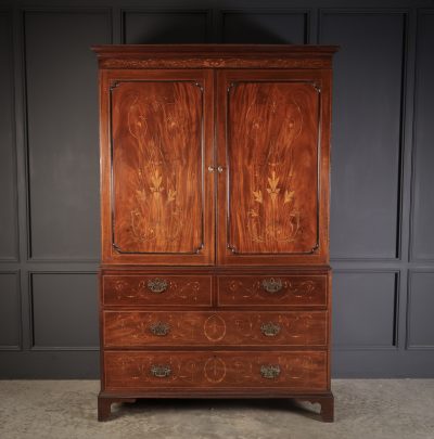 Marquetry Inlaid Mahogany Linen Press - Image 2