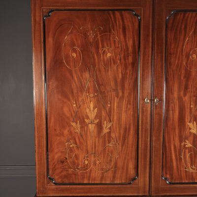 Marquetry Inlaid Mahogany Linen Press - Image 7
