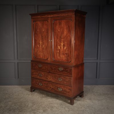 Marquetry Inlaid Mahogany Linen Press - Image 8