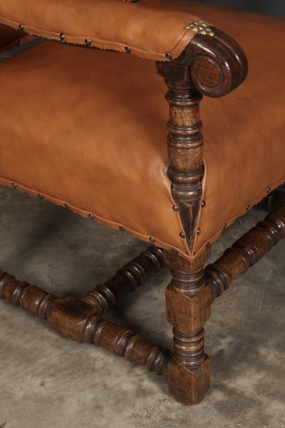 19th Century Oak & Leather Wingback Armchair - Image 11