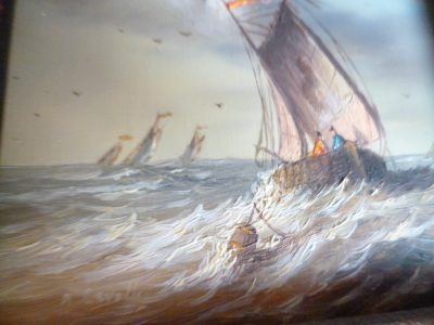 PAIR SHIP PAINTINGS ON COPPER 8 CM BY 6 CM FRAME 14 CM - Image 7