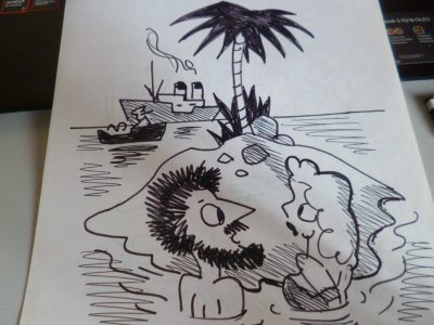BOB CORAM CARTOON  SIGNED MAROC  26 CM BY 20 CM [KEEP QUIET PERHAPS RESCUERS WILL GO AWAY - Image 2