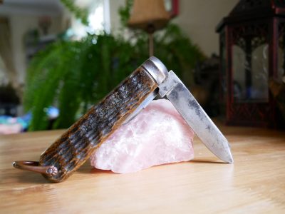 Woods and Sons WW1 era Bone Handle Pocket Knife with Blade & Tin Opener - Image 2