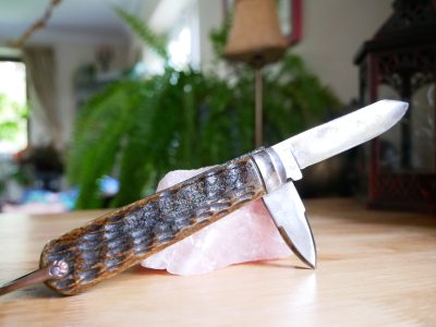 Woods and Sons WW1 era Bone Handle Pocket Knife with Blade & Tin Opener - Image 3