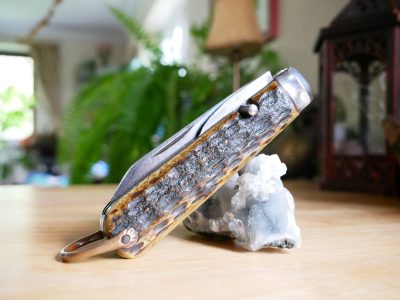 Woods and Sons WW1 era Bone Handle Pocket Knife with Blade & Tin Opener - Image 5