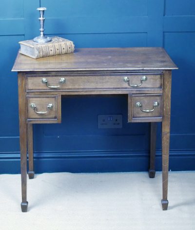 George III Oak Banded Lowboy Side Console Hall Table 18th Cent Antique Desks 11 George III Oak Banded Lowboy Side Console Hall Table - Image 11
