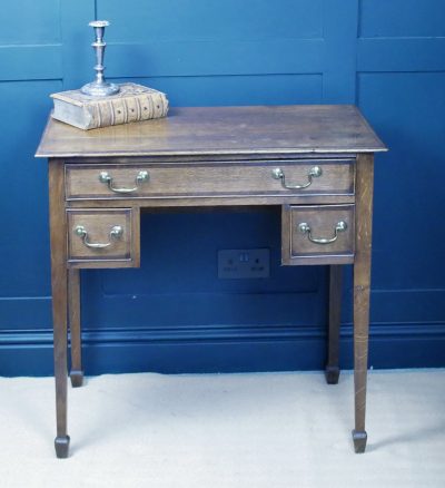 George III Oak Banded Lowboy Side Console Hall Table 18th Cent Antique Desks 12 George III Oak Banded Lowboy Side Console Hall Table - Image 12