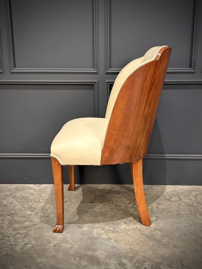 Pair of Art Deco Walnut & Leather Chairs - Image 9