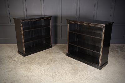 Pair of Late Victorian Black Ebonised Open Bookcases - Image 3