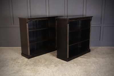 Pair of Late Victorian Black Ebonised Open Bookcases - Image 4