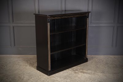 Pair of Late Victorian Black Ebonised Open Bookcases - Image 5