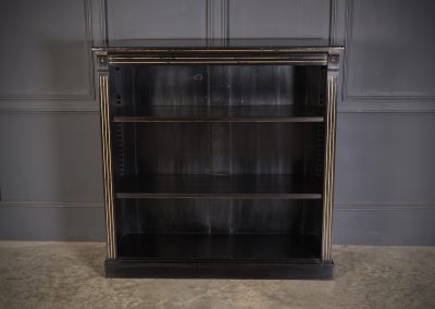 Pair of Late Victorian Black Ebonised Open Bookcases - Image 6