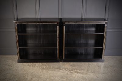 Pair of Late Victorian Black Ebonised Open Bookcases - Image 2