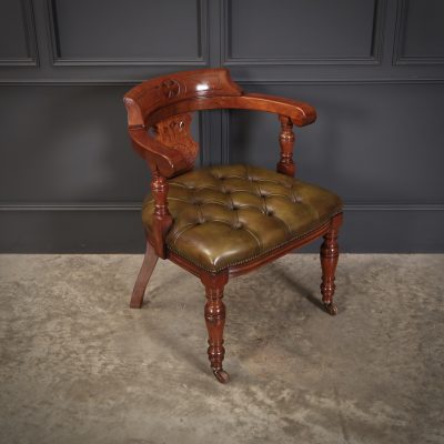 Pair of Mahogany & Leather Library Desk Chairs - Image 7