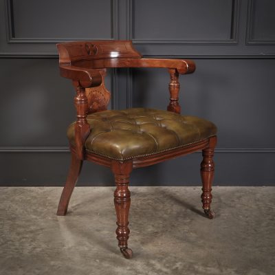 Pair of Mahogany & Leather Library Desk Chairs - Image 8