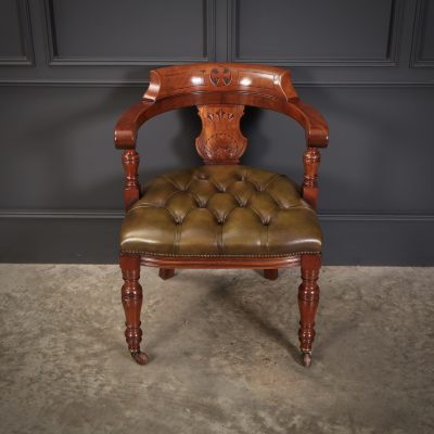 Pair of Mahogany & Leather Library Desk Chairs - Image 9