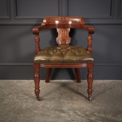 Pair of Mahogany & Leather Library Desk Chairs - Image 10