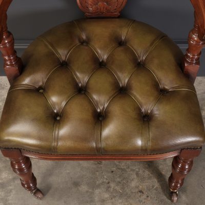 Pair of Mahogany & Leather Library Desk Chairs - Image 11