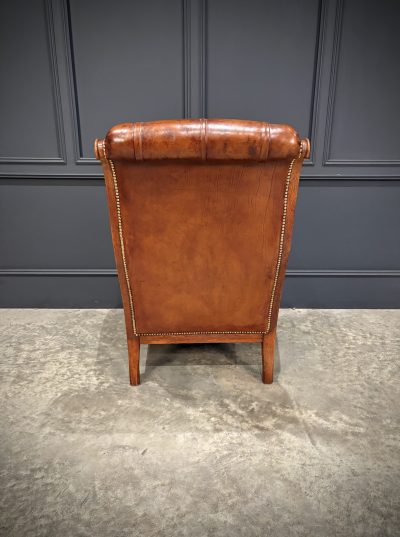 Pair of Oak & Buttoned Leather Library Armchairs - Image 11