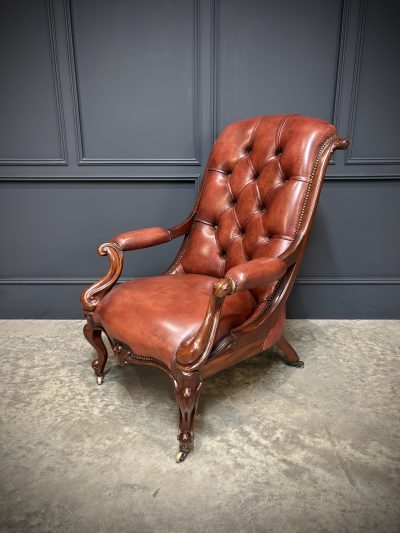 Pair of Victorian Buttoned Leather Library Chairs - Image 13