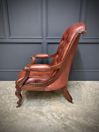 Pair of Victorian Buttoned Leather Library Chairs - Image 14