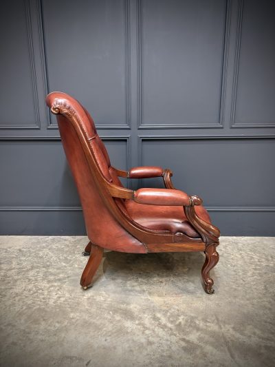 Pair of Victorian Buttoned Leather Library Chairs - Image 16